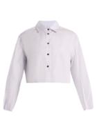 Khaite Isadora Point-collar Cropped Cotton Shirt