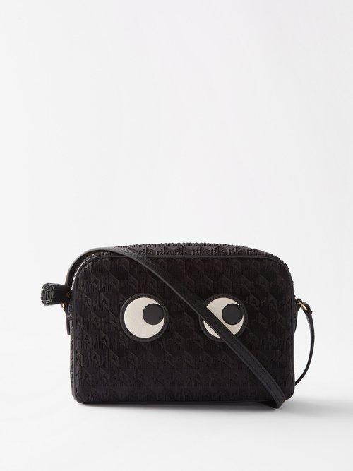 Anya Hindmarch - Eyes Velvet Cross-body Bag - Womens - Black