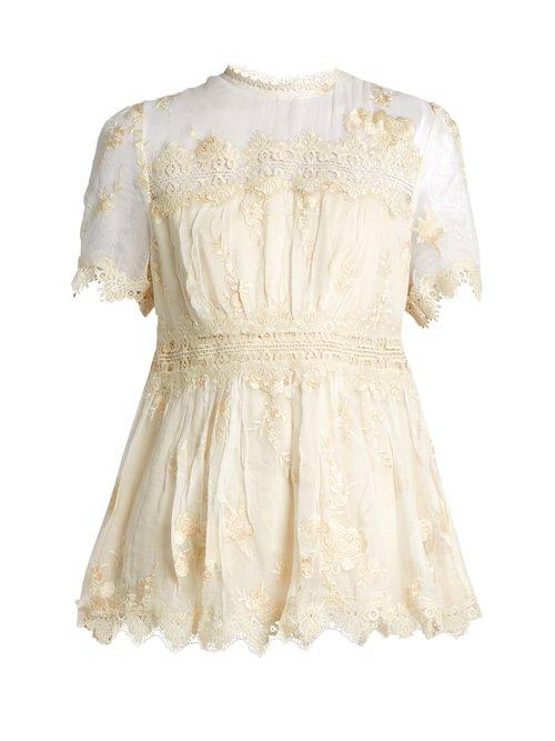 Matchesfashion.com Zimmermann - Tropicale Antique Silk Georgette Blouse - Womens - Ivory