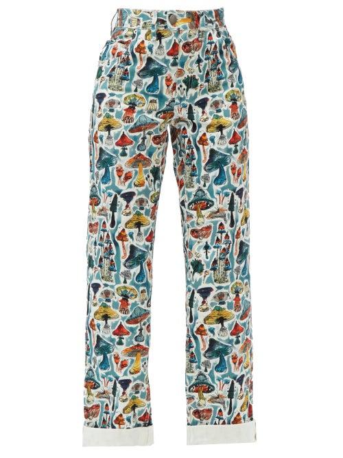 Matchesfashion.com Charles Jeffrey Loverboy - Art Mushroom-print Jeans - Womens - Multi