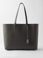 Saint Laurent - Logo-print Leather Tote Bag - Womens - Dark Grey