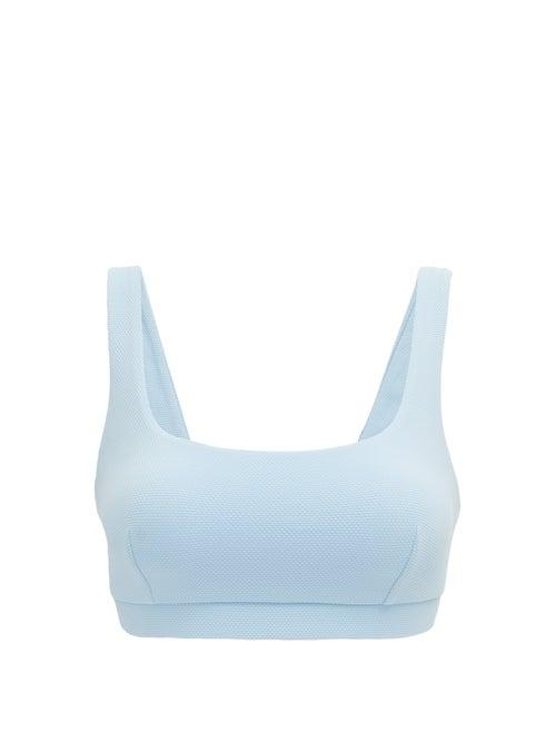Matchesfashion.com Cossie + Co - The Gemma Scoop-neck Piqu Bikini Top - Womens - Light Blue