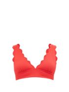Matchesfashion.com Marysia - Santa Barbara Scalloped-edge Triangle Bikini Top - Womens - Red