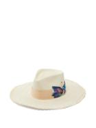 Matchesfashion.com Nick Fouquet - Terracrema Tie-dye Bow Scalloped Straw Fedora Hat - Mens - Beige Multi