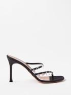 Amina Muaddi - Tina 90 Crystal-charm Silk-satin Mules - Womens - Black Multi