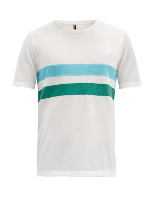 Matchesfashion.com Iffley Road - Cambrian Striped Technical-piqu T-shirt - Mens - White Multi