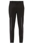 Matchesfashion.com Alexander Mcqueen - Slashed-effect Tailored Wool Slim-leg Trousers - Mens - Black