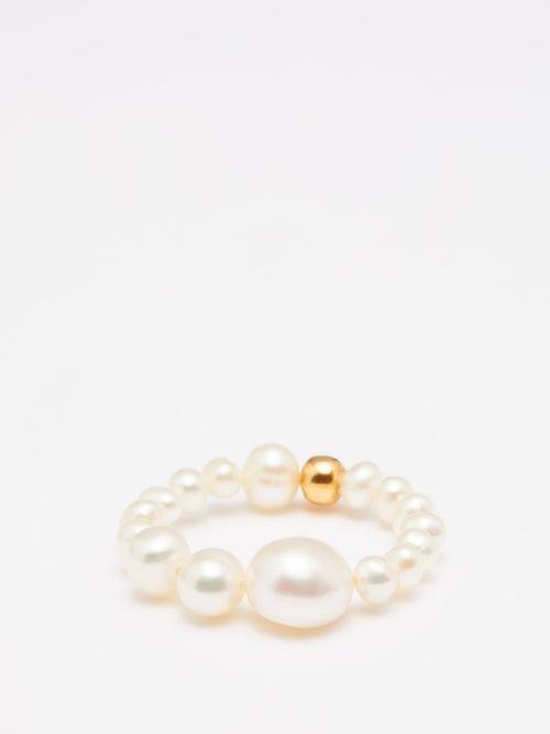 Anita Berisha - Petite Baroque Pearl & 14kt Gold-plated Ring - Womens - Pearl