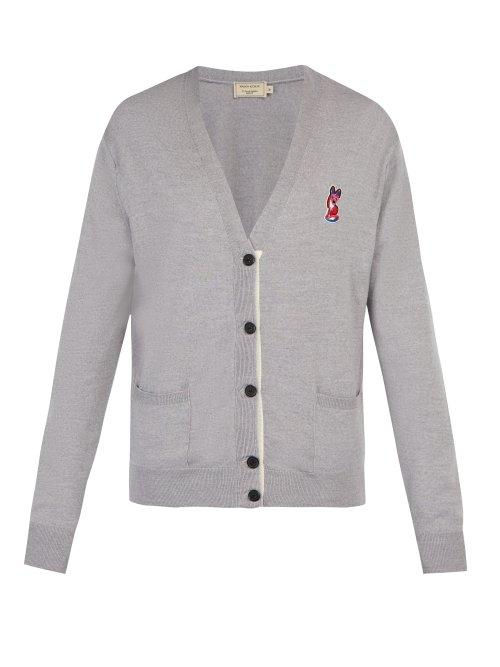 Matchesfashion.com Maison Kitsun - Acide Fox Appliqu Cardigan - Mens - Grey