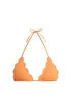 Matchesfashion.com Marysia - Broadway Scallop Edged Triangle Bikini Top - Womens - Orange