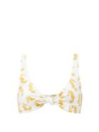 Matchesfashion.com Fisch - Lurin Seahorse-print Tie-front Bikini Top - Womens - White Multi