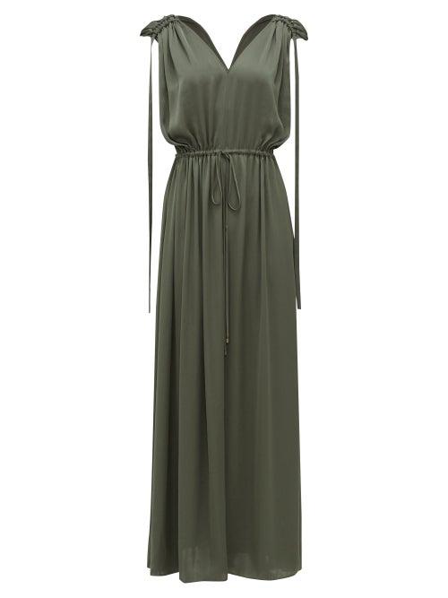 Matchesfashion.com Carl Kapp - Voyager Drawstring-tie Satin Dress - Womens - Dark Green