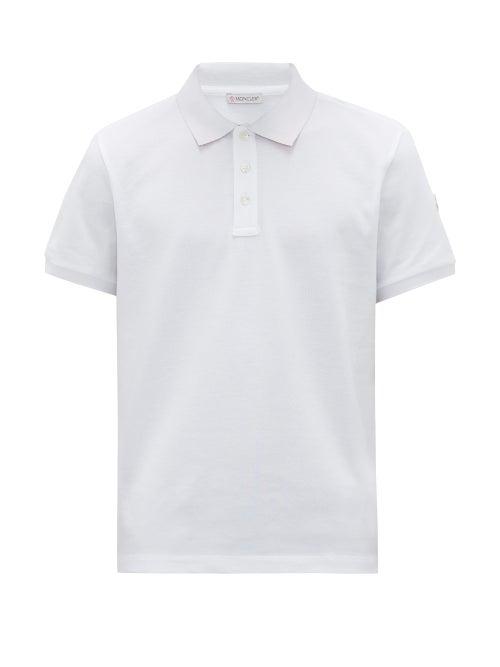 Matchesfashion.com Moncler - Logo-patch Cotton-piqu Polo Shirt - Mens - White