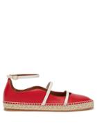 Matchesfashion.com Malone Souliers - Selina Waved Edge Leather Espadrilles - Womens - Red