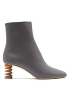 Matchesfashion.com Gray Matters - Molla Spring Heel Leather Boots - Womens - Slate Grey Brown
