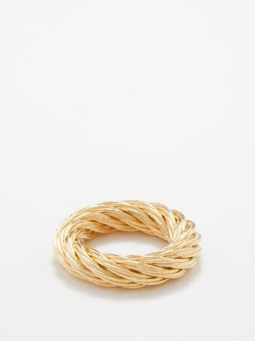Bottega Veneta - Rope-twist 18kt Gold-plated Sterling-silver Ring - Womens - Yellow Gold