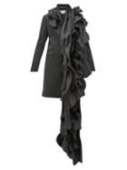 Matchesfashion.com Comme Des Garons Comme Des Garons - Scalloped Panel Satin Blazer Coat - Womens - Black