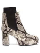 Matchesfashion.com Acne Studios - Platform Python Effect Leather Chelsea Boots - Womens - White Black