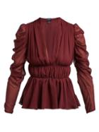 Matchesfashion.com Giambattista Valli - Gathered Silk Chiffon Blouse - Womens - Dark Burgundy