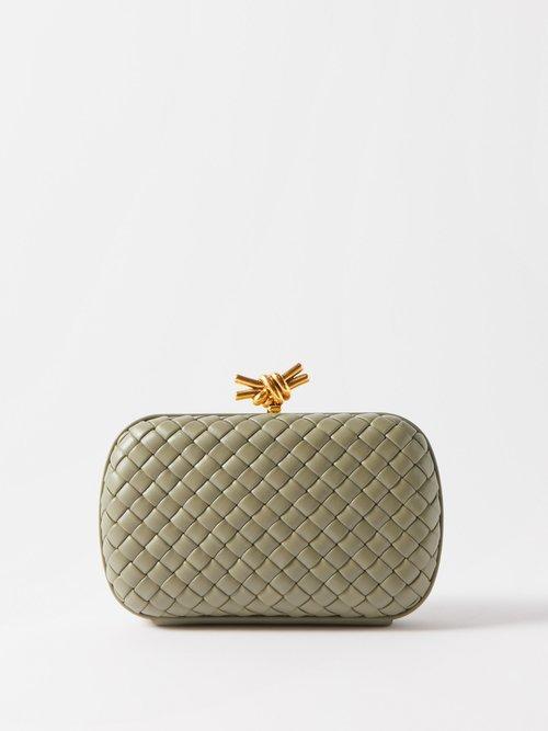 Bottega Veneta - Knot Intrecciato-leather Clutch Bag - Womens - Beige