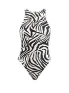 Haight - Twy Cutout-back Zebra-print Swimsuit - Womens - Black White