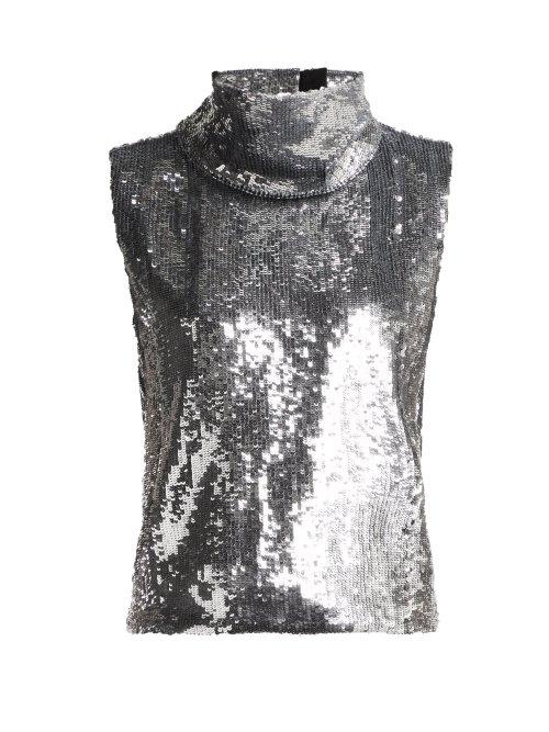 Matchesfashion.com Halpern - Sequinned Roll Neck Top - Womens - Silver