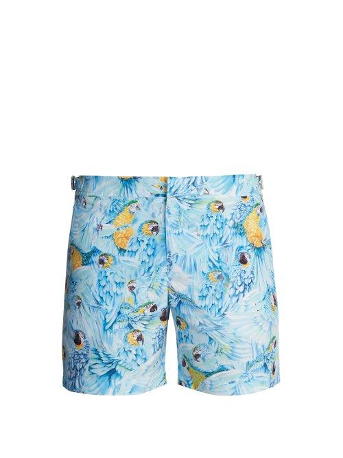 Matchesfashion.com Orlebar Brown - Bulldog Bird Print Swim Shorts - Mens - Blue Multi