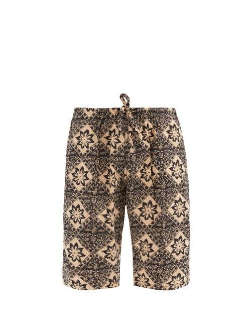 Matchesfashion.com South2 West8 - Abstract-print Cotton Shorts - Mens - Black Multi