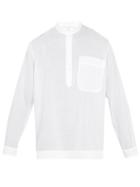 Matchesfashion.com Stella Mccartney - Grandad Collar Patch Pocket Cotton Blend Shirt - Mens - White