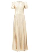 Matchesfashion.com The Vampire's Wife - The American Chevron Wool-blend Lam Gown - Womens - Gold