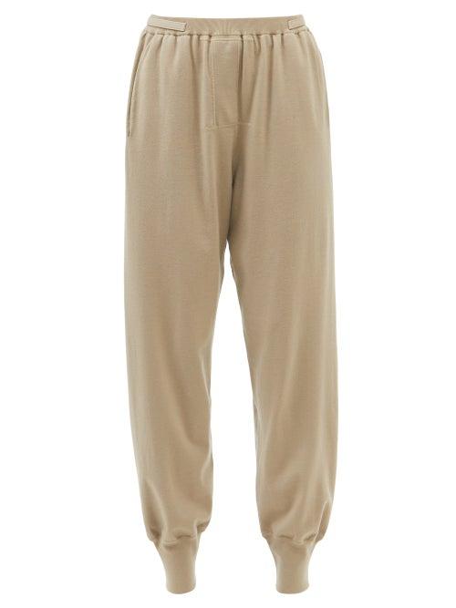 Tom Ford - Leather-trim Cashmere-blend Jersey Track Pants - Womens - Camel