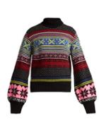Matchesfashion.com Msgm - Fair Isle Wool Blend Sweater - Womens - Black Multi