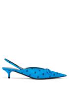 Matchesfashion.com Balenciaga - Knife Bb Print Slingback Mules - Womens - Blue