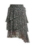 Matchesfashion.com Isabel Marant Toile - Jeezon Floral Print Asymmetric Crepe Skirt - Womens - Blue Multi