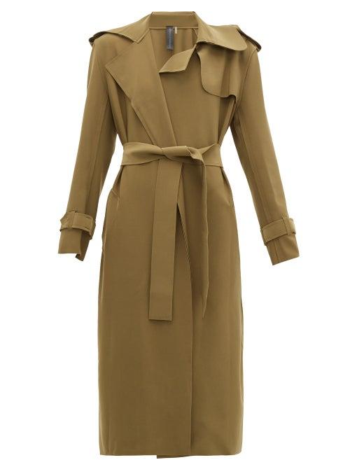 Matchesfashion.com Norma Kamali - Raw Edged Neoprene Trench Coat - Womens - Khaki