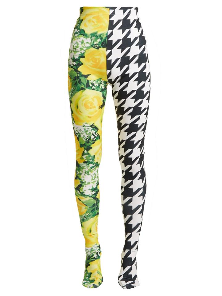 Richard Quinn Flora And Houndstooth-print High-rise Leggings