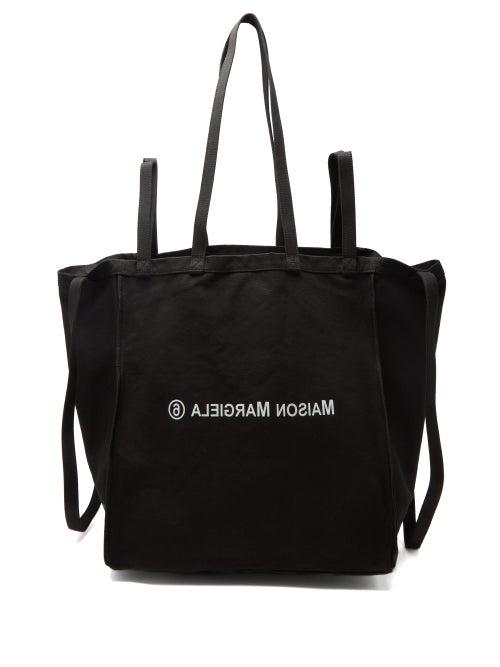 Matchesfashion.com Mm6 Maison Margiela - Berlin Xl Logo-print Cotton-canvas Tote Bag - Womens - Black