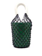 Matchesfashion.com Staud - Moreau Macram And Leather Bucket Bag - Womens - Green Multi