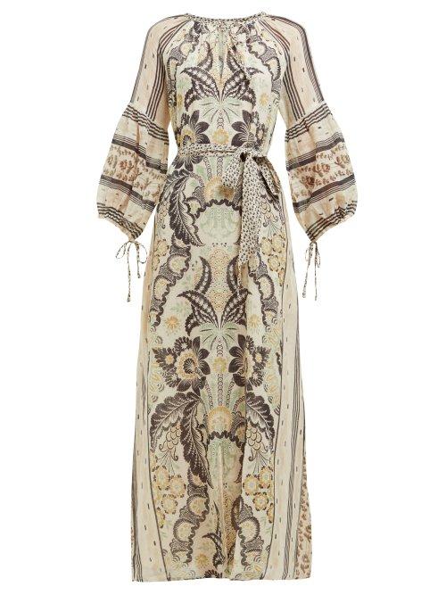 Matchesfashion.com D'ascoli - Georgina Floral Print Cotton Midi Dress - Womens - White