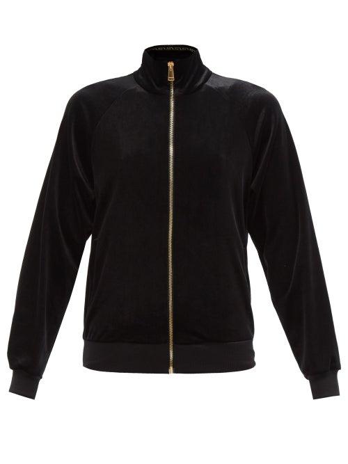 Versace - Zipped Velvet Jacket - Womens - Black