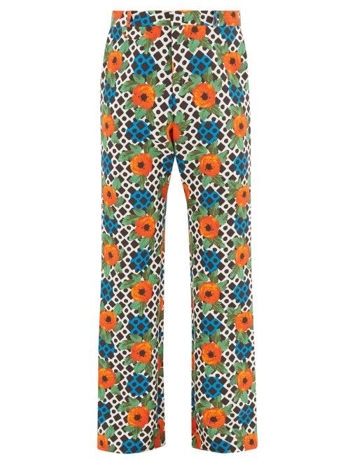Matchesfashion.com Paco Rabanne - Poppy-print Straight-leg Cotton-blend Trousers - Mens - Multi