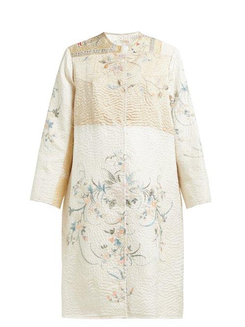 Matchesfashion.com By Walid - Tanita Peacock Embroidered 19th Century Silk Coat - Womens - Yellow Multi