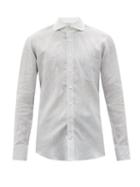 Matchesfashion.com Thom Sweeney - Patch-pocket Striped Linen Shirt - Mens - Grey White