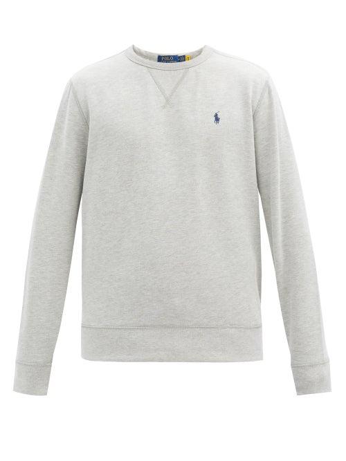 Matchesfashion.com Polo Ralph Lauren - Logo-embroidered Cotton-blend Jersey Sweatshirt - Mens - Grey