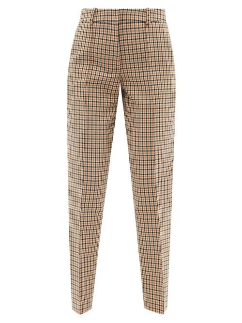 Matchesfashion.com Another Tomorrow - Checked Cotton-blend Tapered-leg Trousers - Womens - Tan