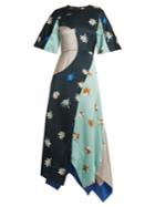 Roksanda Amaya Floral-print Hammered-satin Dress