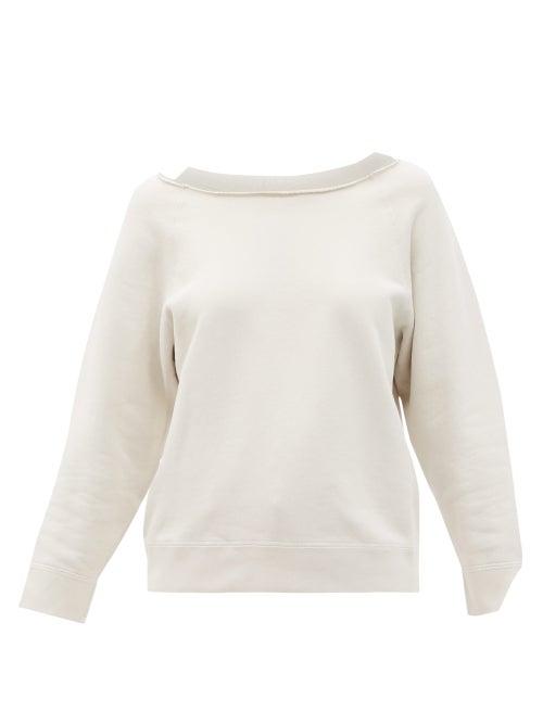 Matchesfashion.com Nili Lotan - Luka Raw-edged Boat-neck Cotton Sweatshirt - Womens - White