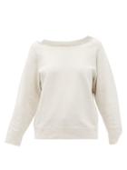 Matchesfashion.com Nili Lotan - Luka Raw-edged Boat-neck Cotton Sweatshirt - Womens - White