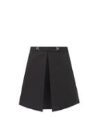 Valentino - High-waist Wool-blend Drill Mini Skirt - Womens - Black