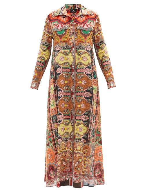Etro - Paisley-print Cotton-crepe Shirt Dress - Womens - Multi